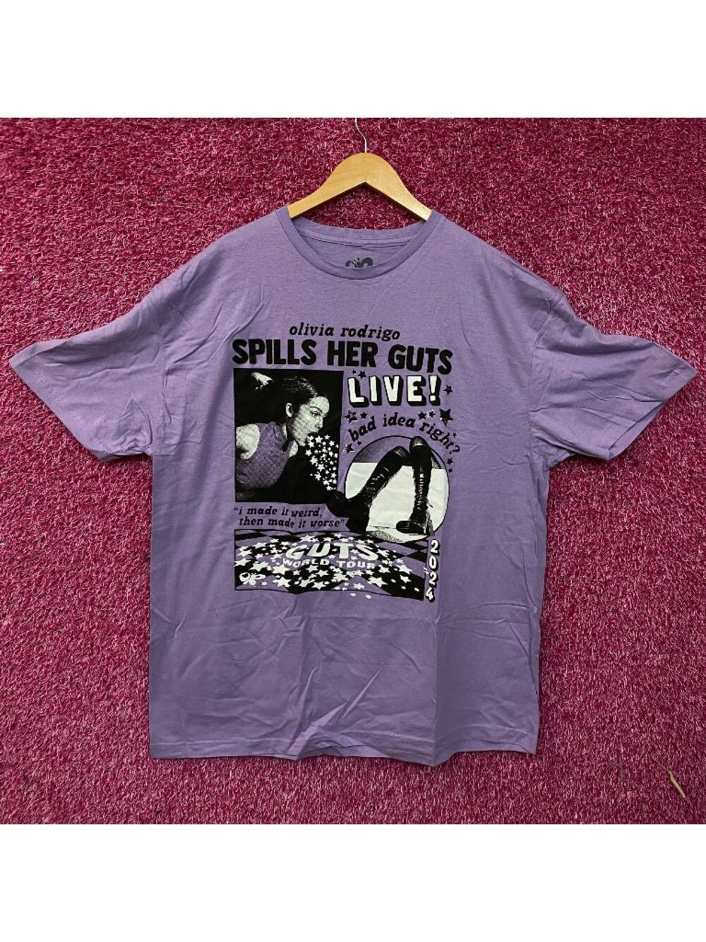 Olivia Rodrigo "Spills Her Guts LIVE!" Graphic T-shirt 3XL